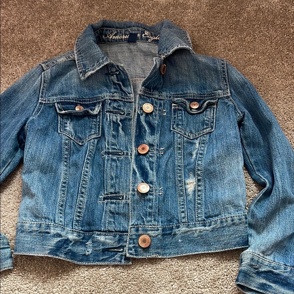 American eagle Blue Denim Jacket with Button Details